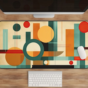 Mid Century Modern Desk Mat - Geometric & Abstract Art, Vibrant Colors for Artistic Workspace, Bold Desk Decor Piece