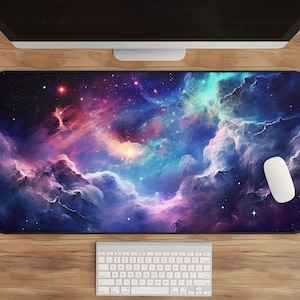 Celestial Desk Mat - Breathtaking Galaxy Pad with Space Nebula Art - Cosmic Mousepad for Gaming, Work from Home & Sci-Fi Enthusiasts