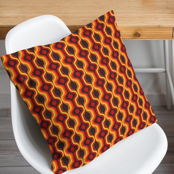 Retro Throw Pillow | Boho-Chic & Mid Century Inspired Cushion for the Trendy Home, Funky Abstract Decor