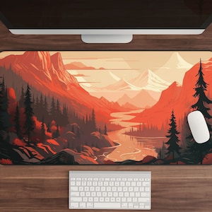 Mountain Sunset Desk Mat: Extra Large Gaming Keyboard Pad