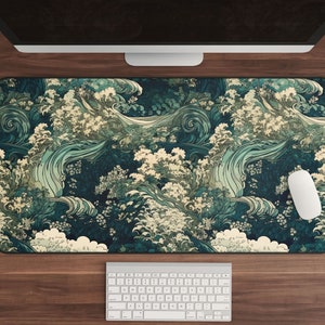 Japanese Ukiyo-e Desk Mat, Large Mousepad, Neoprene Gaming Mat, Japanese Art Office Decor, Artistic Japan Inspired Pad Unique Desk Accessory