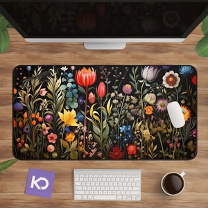 Alfombrilla de escritorio floral - Alfombrilla de ratón grande botánica con diseño natural