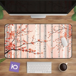 Sakura-bureaumat | Roze en pastel kersenbloesemontwerp, muismat voor thuiskantoor voor liefhebbers van kawaii-decoraties