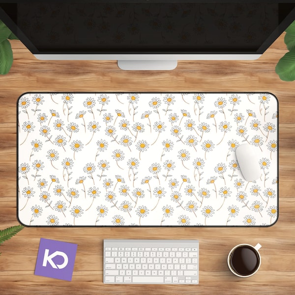 Floral Desk Mat for Charming Office Decor, Cottagecore Aesthetic, Perfect Gift for Her, Large Neoprene Mousepad
