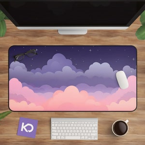 Anime Desk Mat: Cute and Kawaii Gaming Pad With Pink and Purple Clouds ...