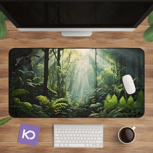 Forest Desk Mat - Fern and Nature Inspired Mousepad, Add a Touch of Lush Green to Your Office Decor, Ideal Gift for Nature Lovers