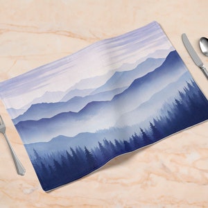 Misty Mountains Placemat: Cotton Twill Rustic Cabin Decor