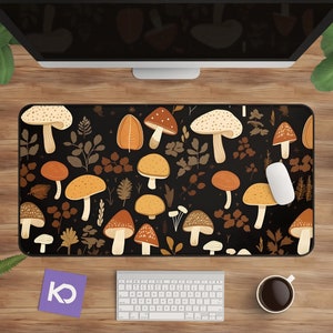 Cottagecore Desk Mat - Mushroom Desk Mat with Whimsical Botanical Design, Perfect Gaming and Aesthetic Desk Decor, Ideal for Nature Lovers