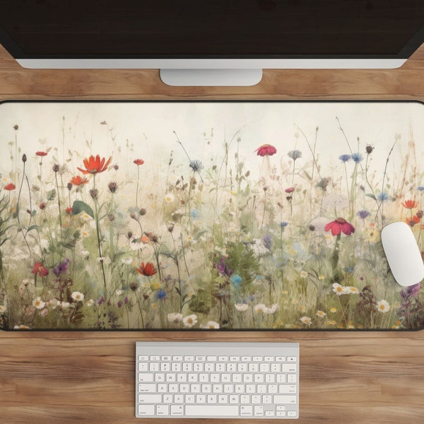 Cottagecore Desk Mat, Cute Floral XL Mousepad, Office Accessories, Plant Keyboard Mat, Top Seller Deskmat for Home & Work Aesthetic