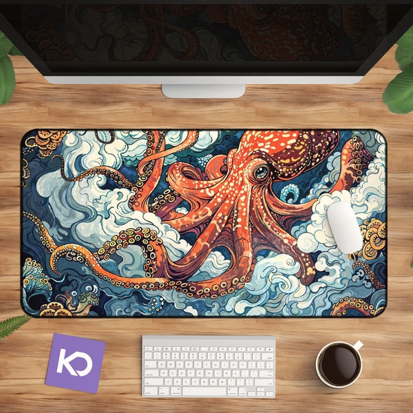 Octopus Desk Mat: Nautical Design, Large Gaming and Office Pad
