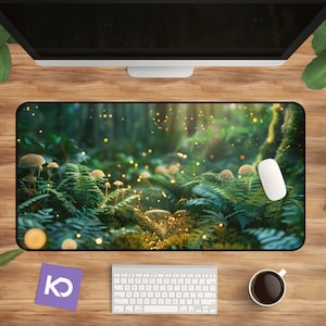 Glowing Mushroom Forest Mouse Pad: Ethereal Desk Mat