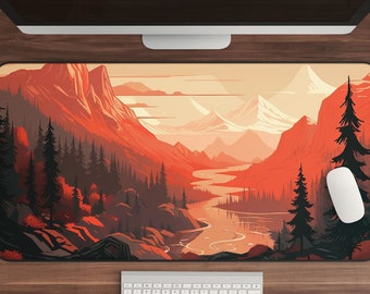 Desk Mat: Mountain Sunset Scene (Extra Large Extended Mouse Pad)