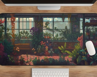 Botanical Desk Mat: Pixel Art Floral Gaming Mat