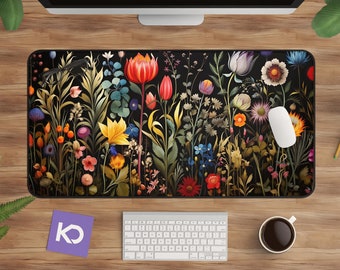 Floral Desk Mat - Large Botanical Mouse Pad with Nature Design