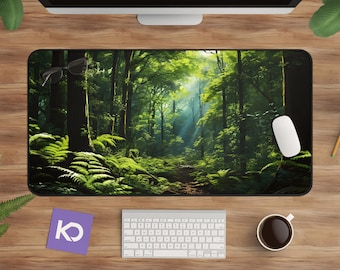 Fern Forest Desk Mat: Tranquil Nature Mousepad