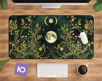 Art Nouveau Desk Mat, Celestial Garden, Botanical Night Sky (Large)