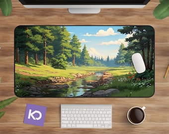 Scenic Desk Blotter, Forest-Inspired Large Gaming Mat for Nature Lovers, Artistic Office Decor