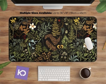 Woodland Botanical Desk Mat, Sage Green Ferns (Large Non-Slip Pad)