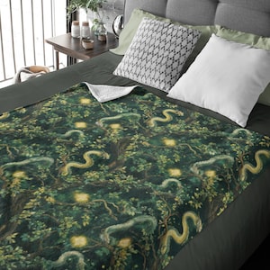 Velveteen Plush Blanket, Dragon Throw Blanket, Mystical Whimsigoth Cozy Wrap, Fantasy Lover Gift, Soft Bedding Decor