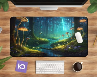 Mushroom Desk Mat: Enchanted Forest Fairycore Office Decor