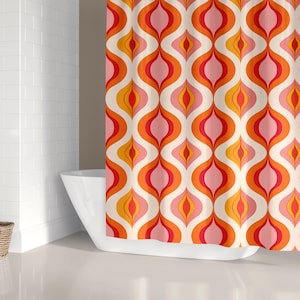 Funkcjonalna zasłona prysznicowa w stylu retro: urok stylu Mid Century Modern – idealna do metamorfozy łazienki w stylu boho, wyjątkowy prezent dla niej!