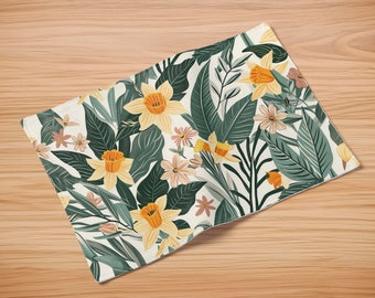 Floral Placemat for Elegant Dining - Cottagecore Daffodil & Wildflower Design, Vibrant Spring Table Decor