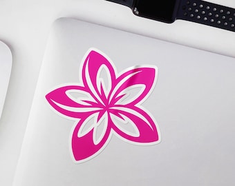 Plumeria Sticker | Cute Pink Flower Decal for Car & Laptop, Waterproof Vinyl, Ideal for Tropical Theme Lovers