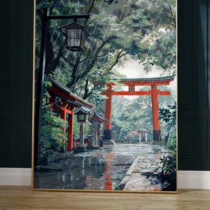 Póster de anime Lofi, impresión artística de un santuario japonés sereno, ideal para la decoración de habitaciones de anime y regalos para él