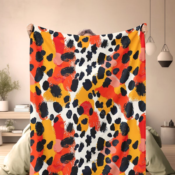 Cozy Throw Blanket Vibrant Abstract Design for Art Lovers, Warm & Decorative for Any Room