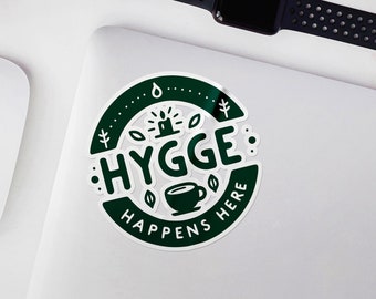 Hygge Sticker | Cozy and Cute Decor for Coffee Lovers, Scandinavian Inspired Nordic Home Wellness, Perfect Relaxation Gift