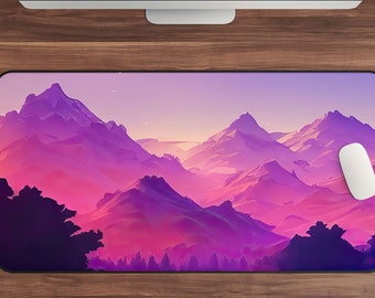 Pastel Anime Mountain Mouse Pad: Extended Kawaii Desk Mat