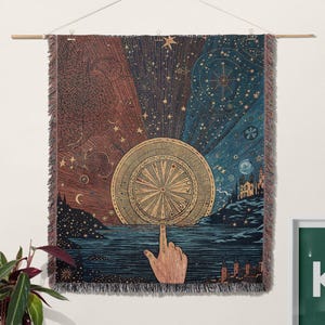 Celestial Tapestry Woven Blanket, Astrology Wall Art Throw, Sun Moon Stars Decor, Mystical Boho Cosmic Gift
