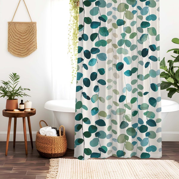 Botanical Eucalyptus Shower Curtain - Chic Floral Decor for Her, Perfect for Cottagecore Apartment Makeover