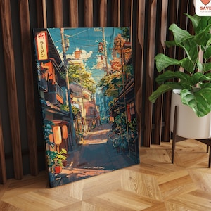 Arte en lienzo de la calle Tokio: vibrante paisaje urbano japonés