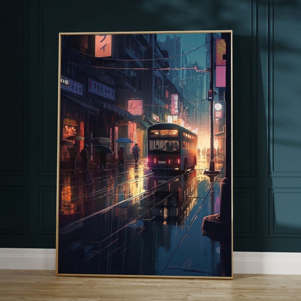 Tokyo Street Scene Lofi Wall Art Poster, Subtle Anime Merch Anime Gifts for Him, Top Sellers 2022,Dorm Room Essentials Room Decor for Teens