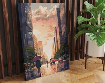 Tokyo Shibuya Sunset Canvas Print: Urban Street Art Cityscape