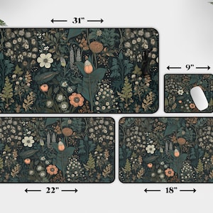 Dark Cottagecore Mat, Floral Desk Mat, Botanical Mouse Pad, Vintage Desk Mat, Wildflower Mousepad, Nature Desk Decor, Garden Desk Pad image 9