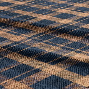 Cotton Woven Blanket: Navy and Yellow Blue Plaid - Rustic Cabin Style image 8