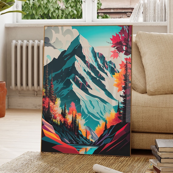 Mountain Lake Art Print: Autumn Landscape Poster - Etsy