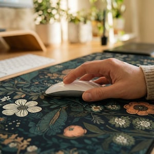 Dark Cottagecore Mat, Floral Desk Mat, Botanical Mouse Pad, Vintage Desk Mat, Wildflower Mousepad, Nature Desk Decor, Garden Desk Pad image 8