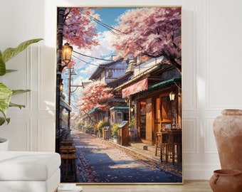 Sakura Cherry Blossom Poster - Relaxing Japanese Street Scene - Etsy