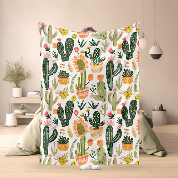 Cactus Throw Blanket Boho Desert Decor Cozy Colorful Blanket Perfect for Plant Lovers Southwestern Home Accents Etsy