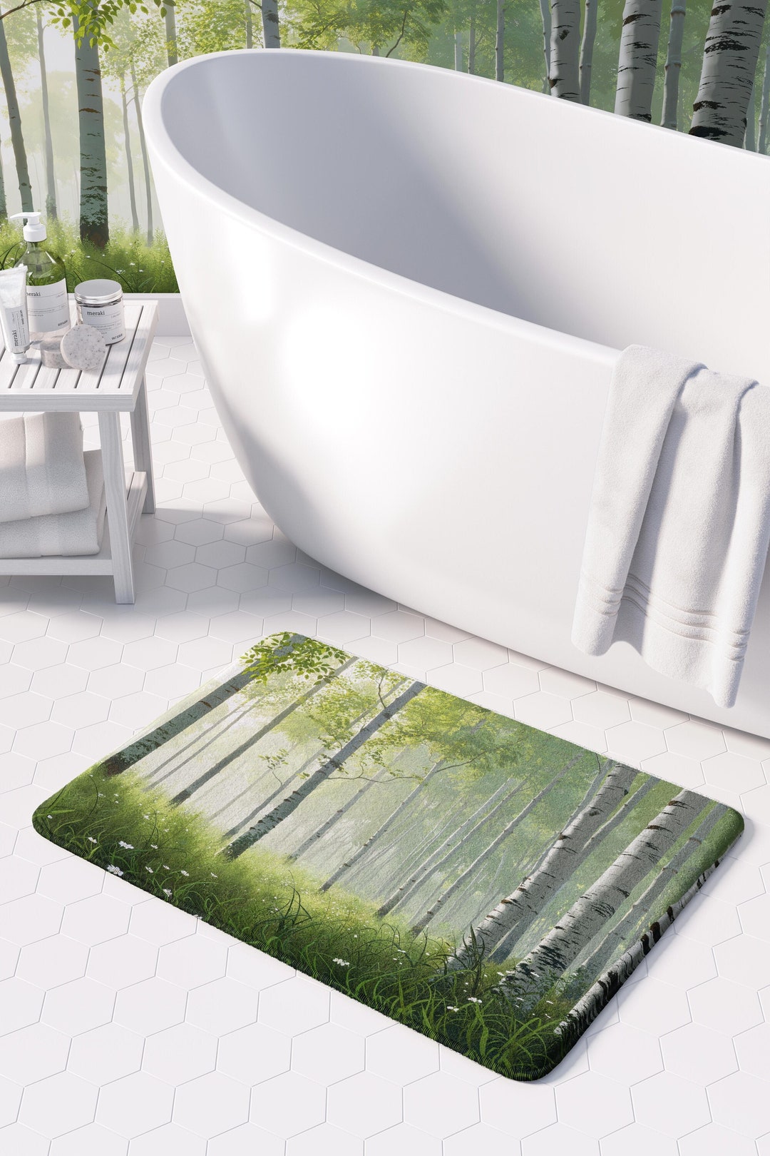 Lofi Memory Foam Bath Mat Soft & Supportive, Spring Green Bath Rug for ...