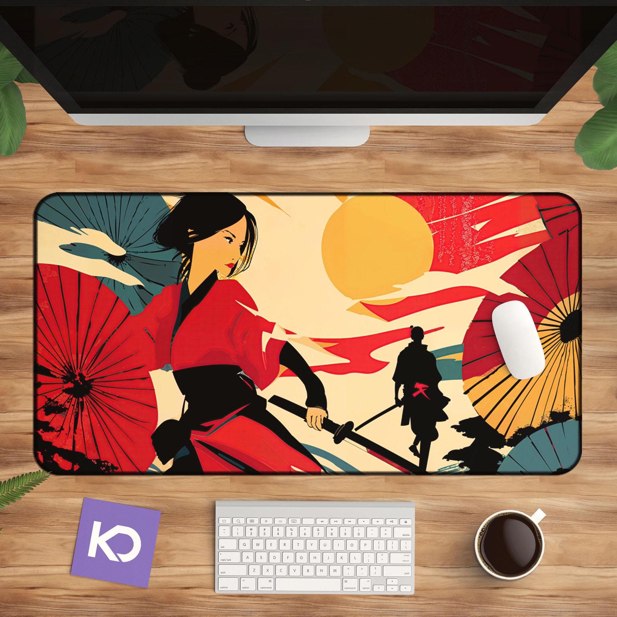 サムライデスクマット：特大XLサイズの日本美術マウスパッド - Etsy 日本