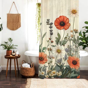 Wildflower Shower Curtain: Vintage Cottagecore Style for a Rustic Farmhouse Bathroom image 3