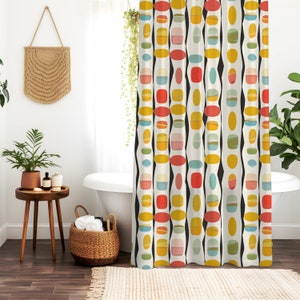 Funky Mid Century Shower Curtain - Retro Chic do wystroju łazienki, idealny prezent dla niej