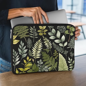 Botanical Laptop/Tablet Sleeve with Foliage Design, Protective Sleeve for Computers, Floral Garden Tech Accessory, Perfect Gift for Students