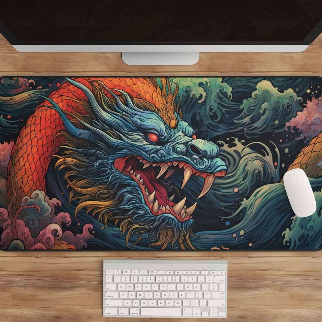Dragon Mousepad XL Mousepad Japanese Desk Mat Chinese Etsy