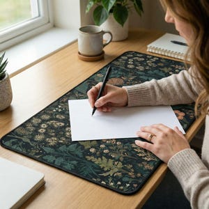 Dark Cottagecore Mat, Floral Desk Mat, Botanical Mouse Pad, Vintage Desk Mat, Wildflower Mousepad, Nature Desk Decor, Garden Desk Pad image 6