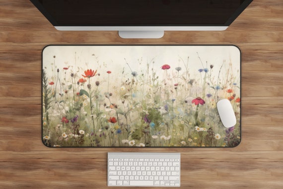 Cottagecore Floral Desk Mat: XL Plant Keyboard Pad